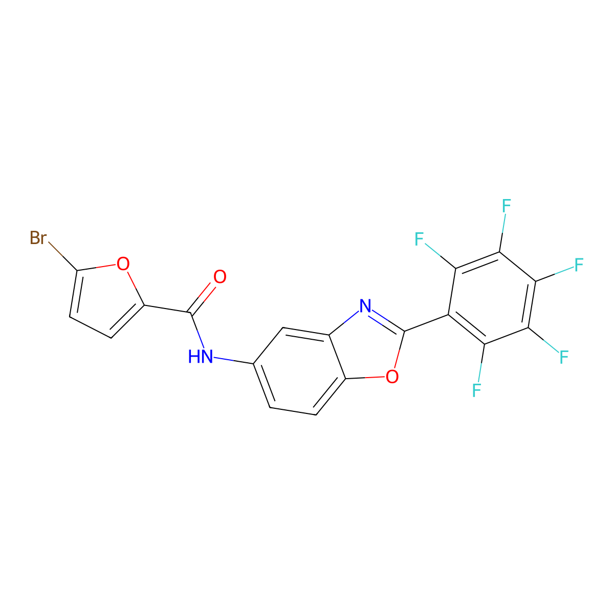 5-bromo-N-[2-(pentafluorophenyl)-1,3-benzoxazol-5-yl]furan-2-carboxamide molecular structure, CAS 347334-28-5