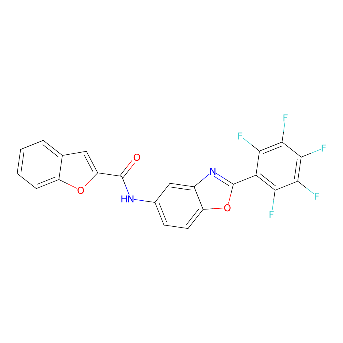 N-[2-(pentafluorophenyl)-1,3-benzoxazol-5-yl]-1-benzofuran-2-carboxamide molecular structure, CAS 347334-45-6