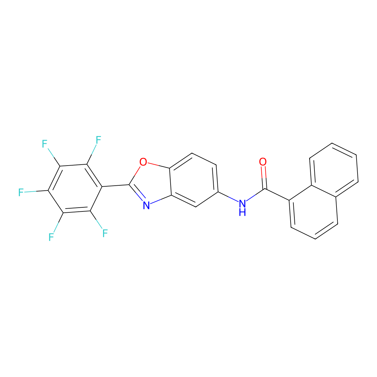 N-[2-(2,3,4,5,6-pentafluorophenyl)-1,3-benzoxazol-5-yl]naphthalene-1-carboxamide molecular structure, CAS 347334-55-8