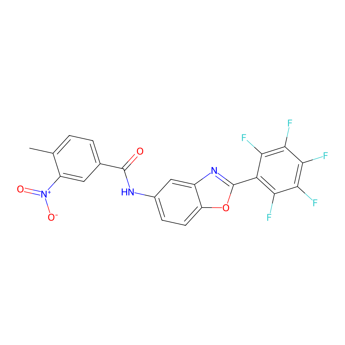 4-methyl-3-nitro-N-[2-(pentafluorophenyl)-1,3-benzoxazol-5-yl]benzamide molecular structure, CAS 347334-70-7