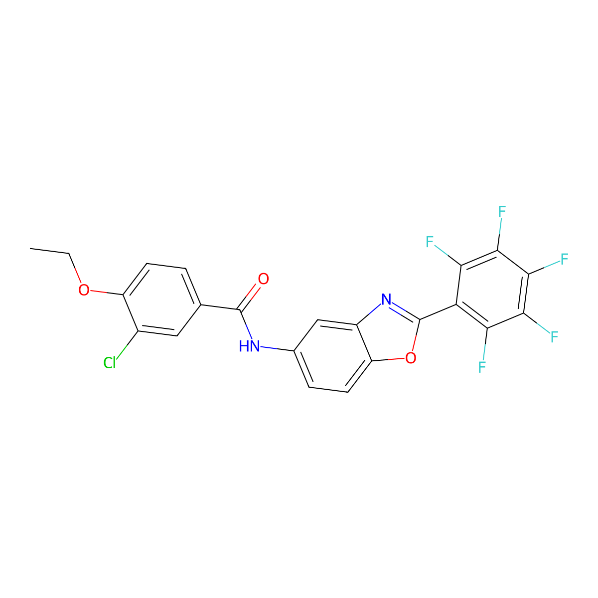 3-chloro-4-ethoxy-N-[2-(pentafluorophenyl)-1,3-benzoxazol-5-yl]benzamide molecular structure, CAS 347334-75-2