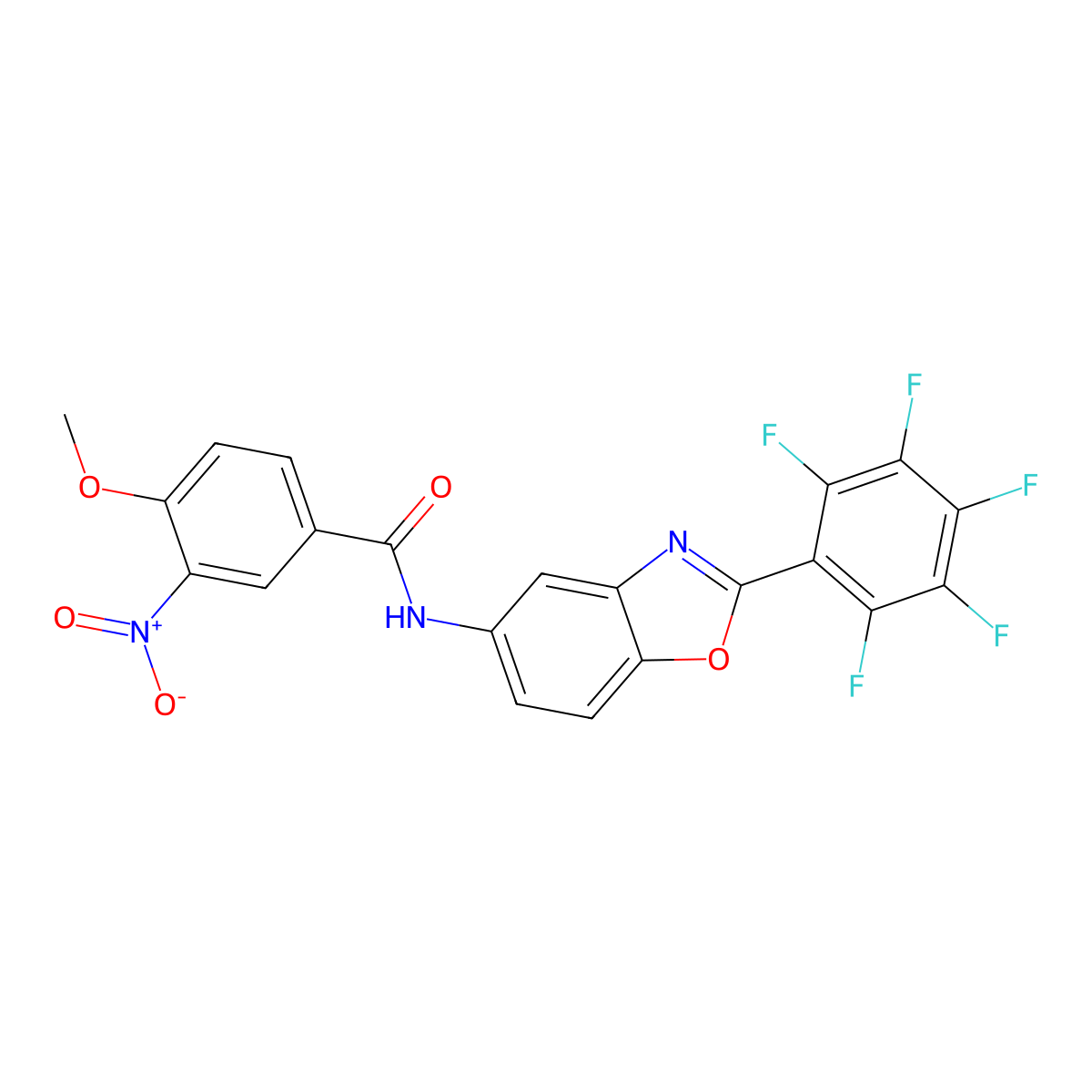 4-methoxy-3-nitro-N-[2-(pentafluorophenyl)-1,3-benzoxazol-5-yl]benzamide molecular structure, CAS 347334-79-6