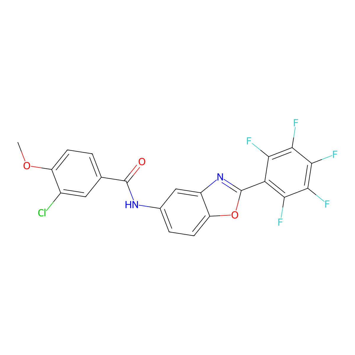 3-chloro-4-methoxy-N-[2-(pentafluorophenyl)-1,3-benzoxazol-5-yl]benzamide molecular structure, CAS 347334-92-3