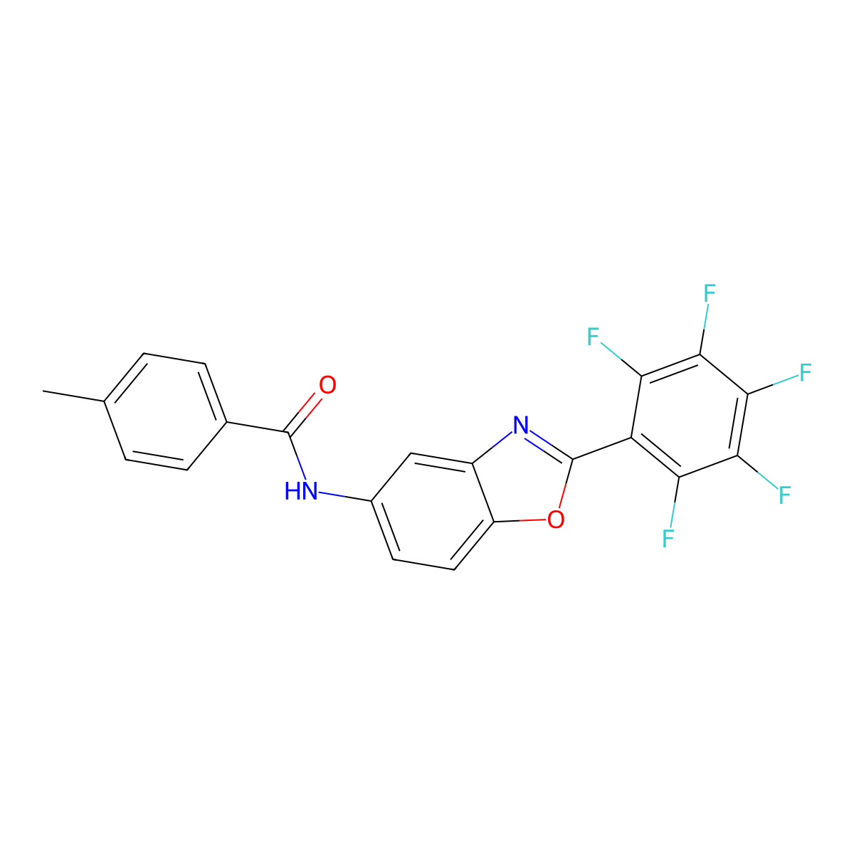 4-methyl-N-[2-(pentafluorophenyl)-1,3-benzoxazol-5-yl]benzamide molecular structure, CAS 347335-00-6