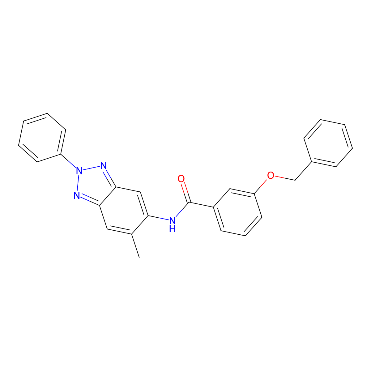 N-(6-methyl-2-phenylbenzotriazol-5-yl)-3-phenylmethoxybenzamide molecular structure, CAS 347335-55-1