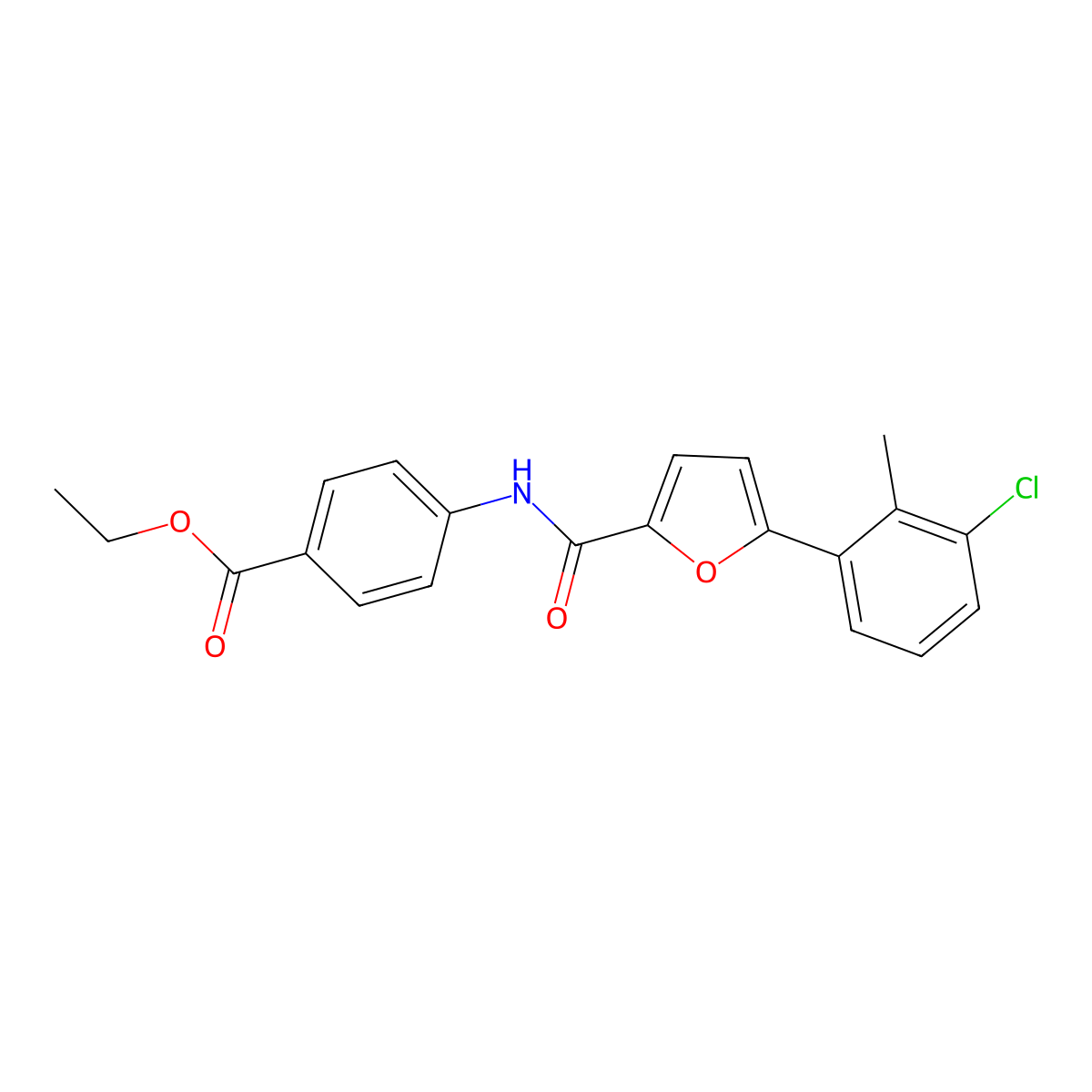 Ethyl 4-[5-(3-chloro-2-methylphenyl)furan-2-amido]benzoate molecular structure, CAS 347335-78-8