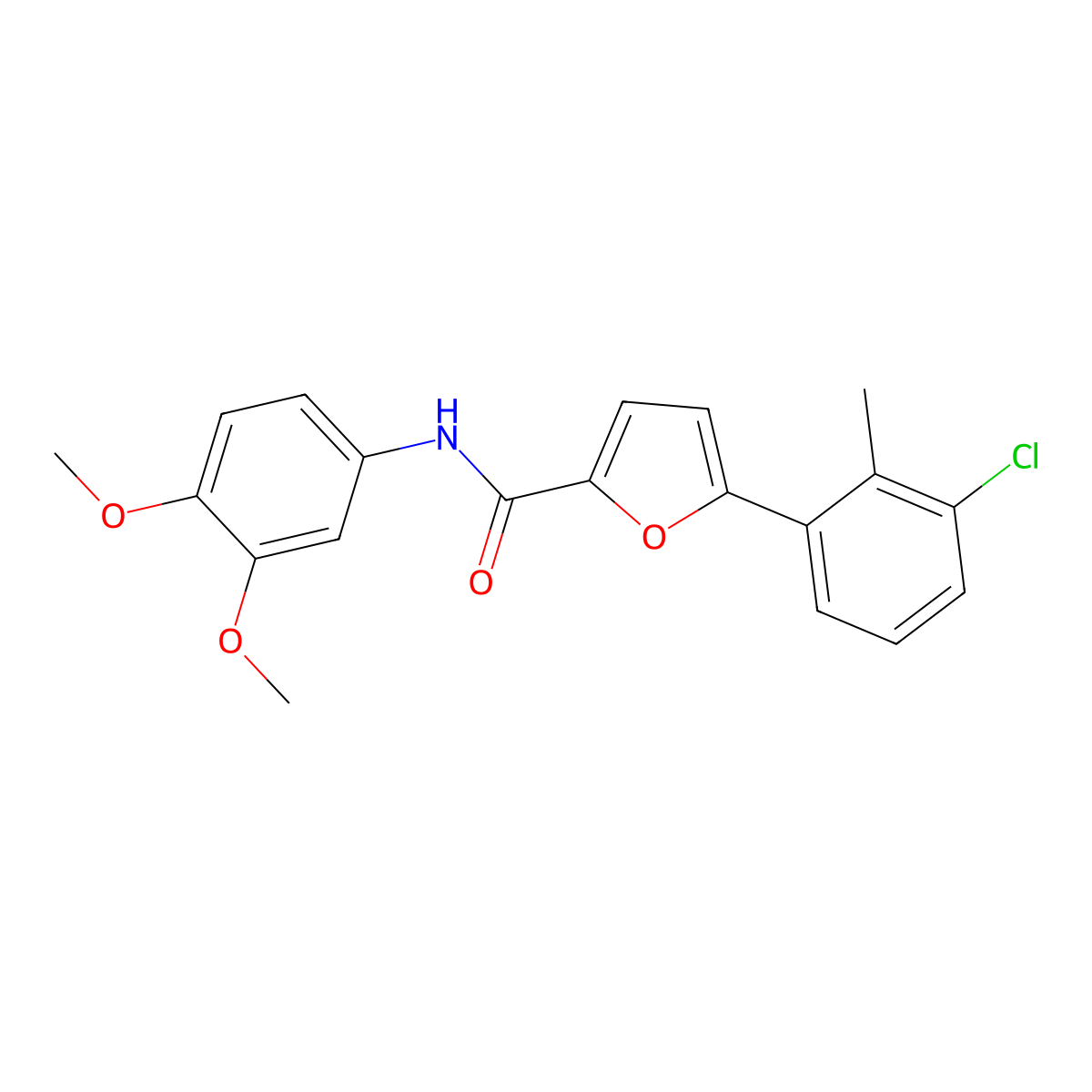 5-(3-chloro-2-methylphenyl)-N-(3,4-dimethoxyphenyl)furan-2-carboxamide molecular structure, CAS 347335-79-9