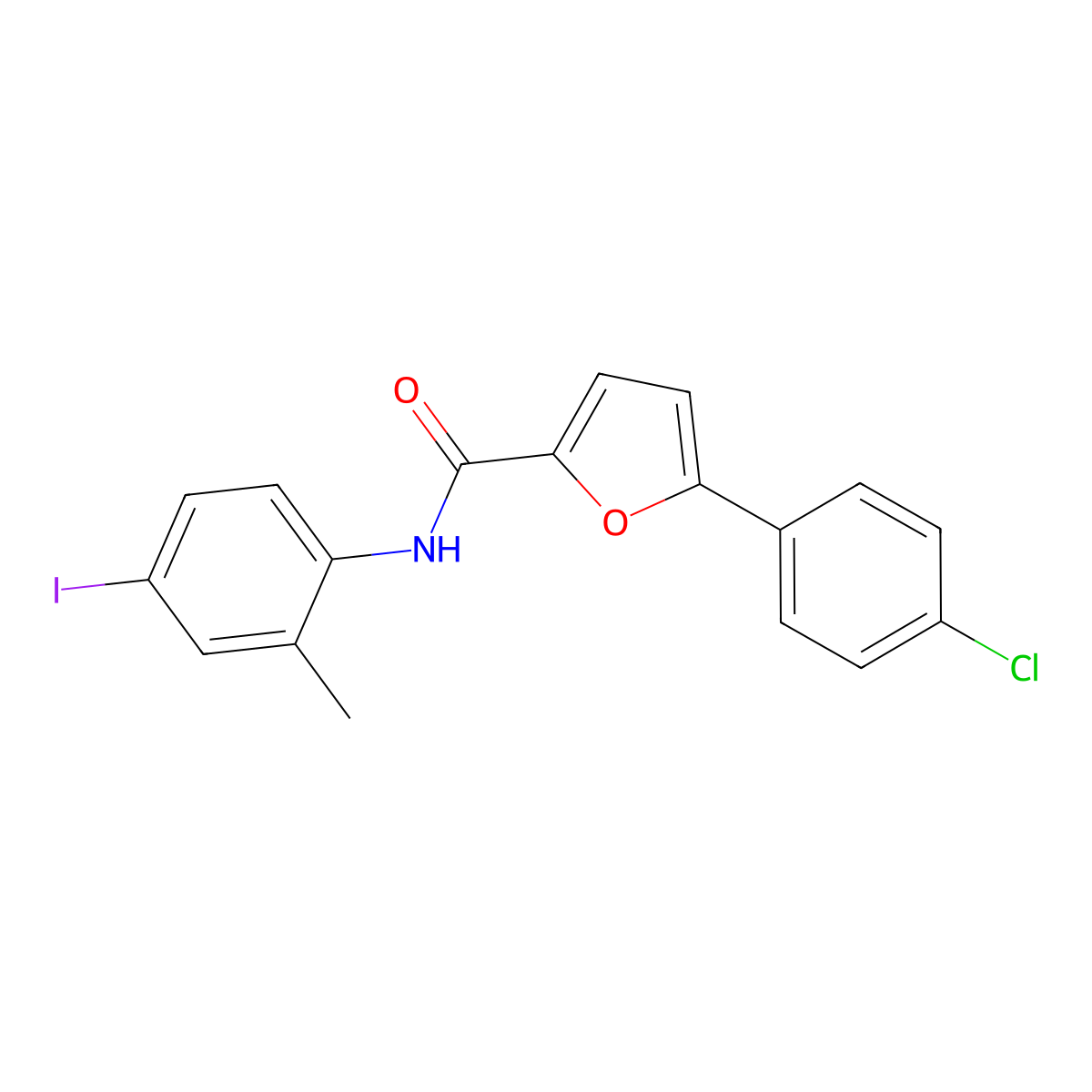 5-(4-chlorophenyl)-N-(4-iodo-2-methylphenyl)furan-2-carboxamide molecular structure, CAS 347335-98-2