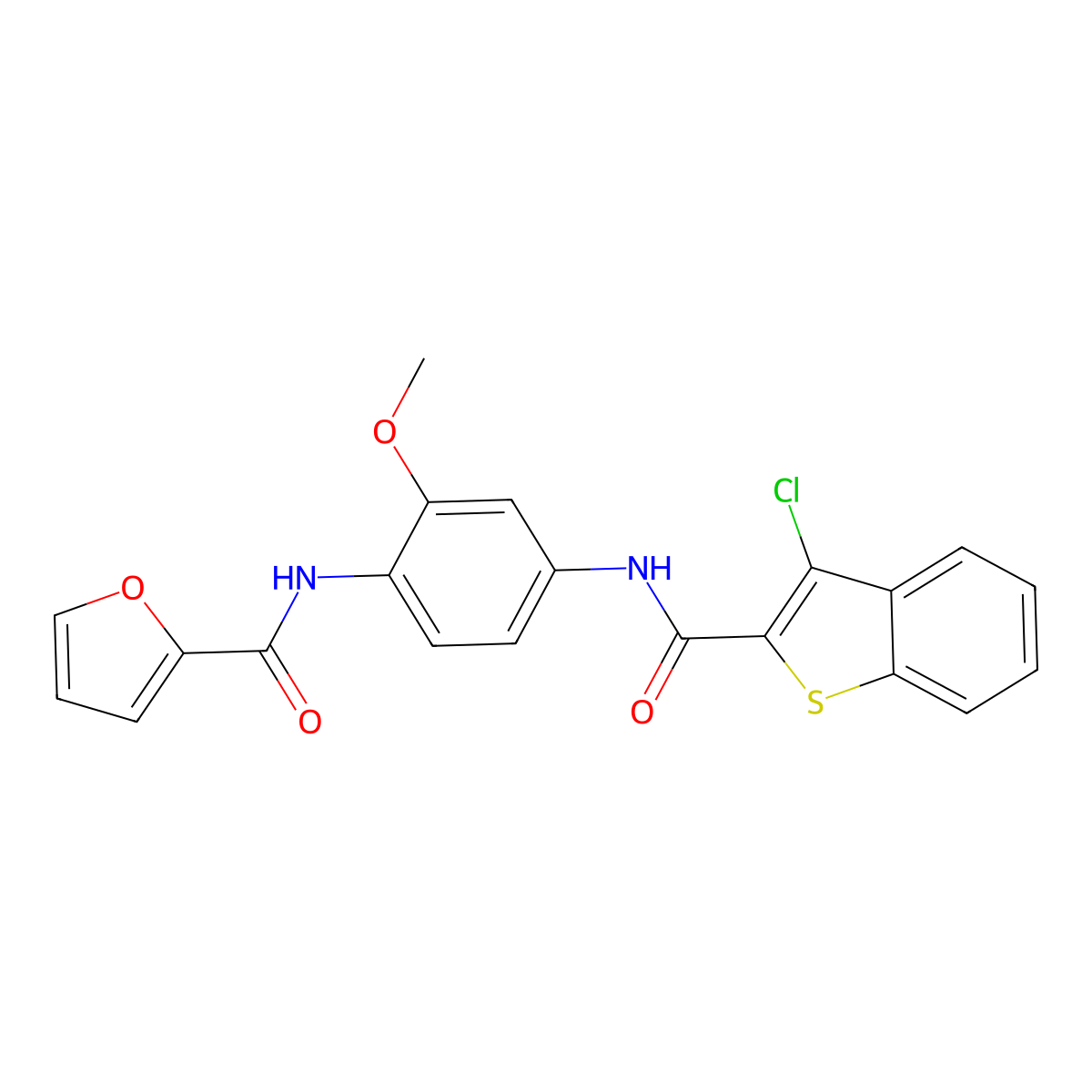 N-[4-[(3-chloro-1-benzothiophene-2-carbonyl)amino]-2-methoxyphenyl]furan-2-carboxamide molecular structure, CAS 347336-01-0