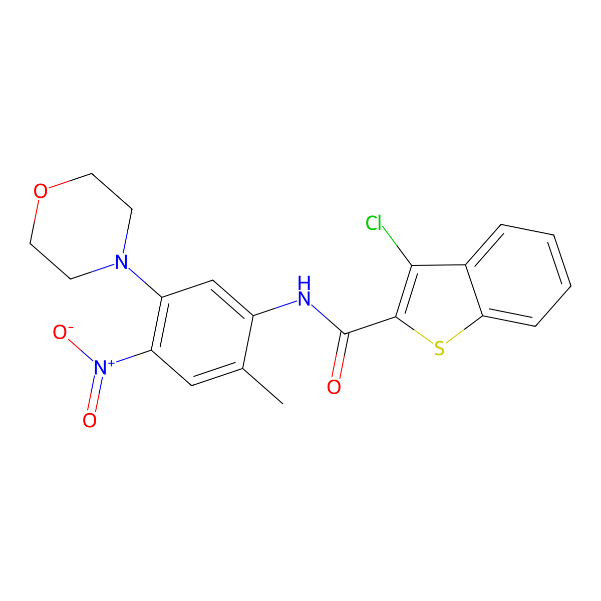3-chloro-N-(2-methyl-5-morpholin-4-yl-4-nitrophenyl)-1-benzothiophene-2-carboxamide molecular structure, CAS 347336-02-1