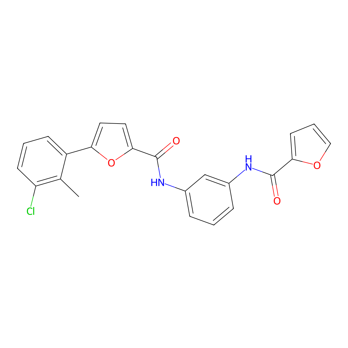5-(3-chloro-2-methylphenyl)-N-[3-(furan-2-carbonylamino)phenyl]furan-2-carboxamide molecular structure, CAS 347336-04-3