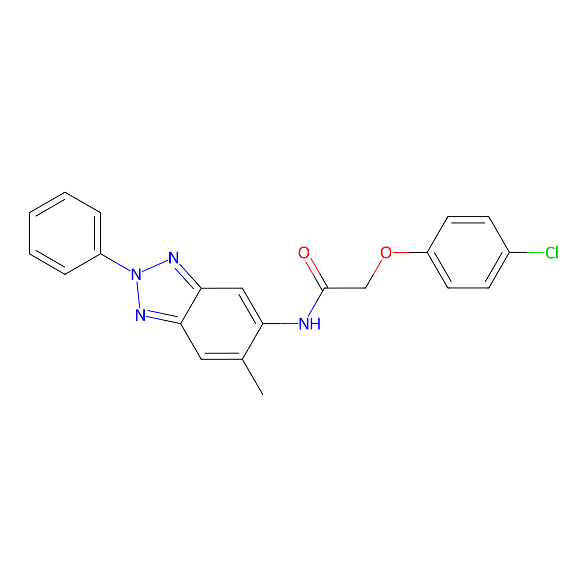 2-(4-chlorophenoxy)-N-(6-methyl-2-phenylbenzotriazol-5-yl)acetamide molecular structure, CAS 347336-05-4