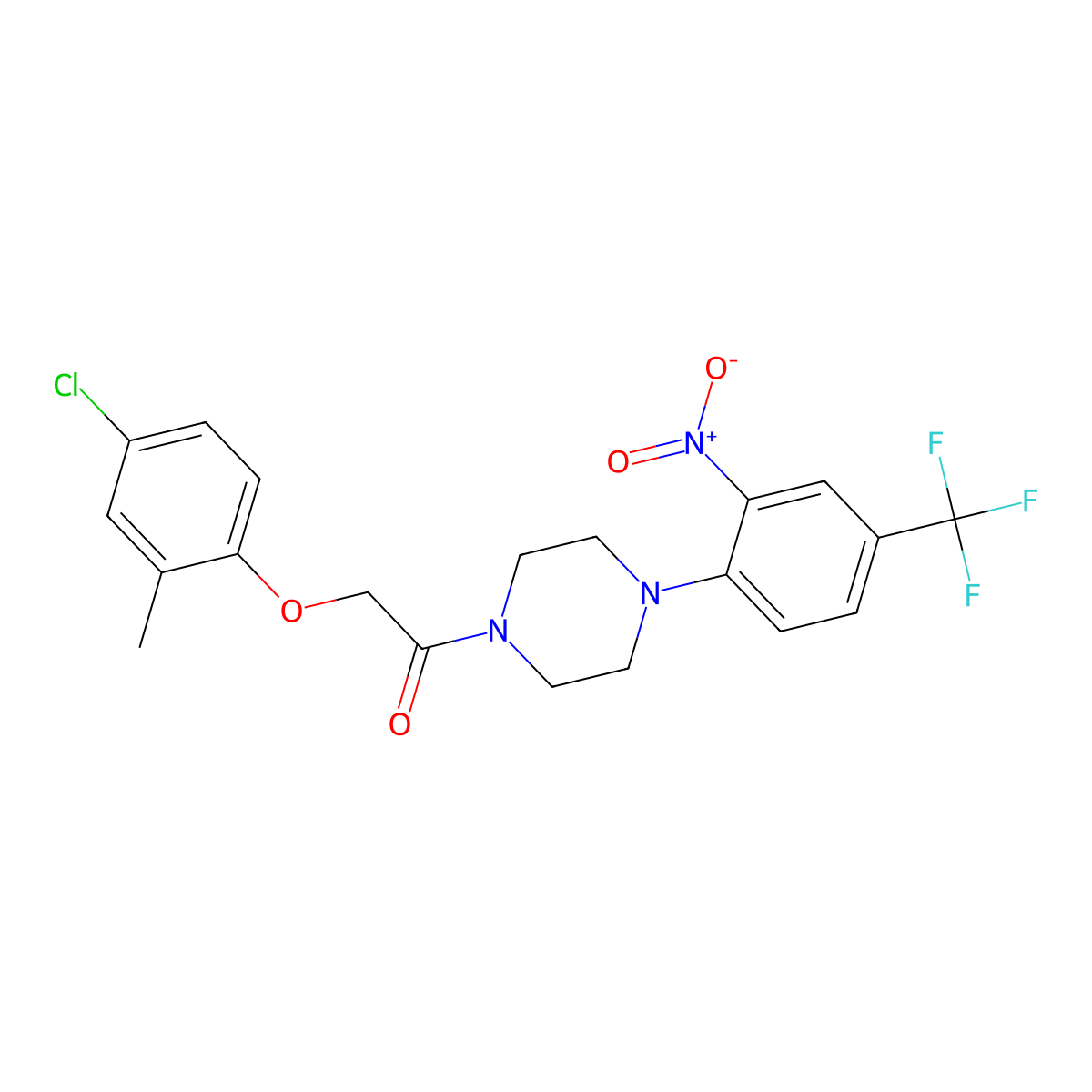 2-(4-Chloro-2-methylphenoxy)-1-[4-[2-nitro-4-(trifluoromethyl)phenyl]piperazin-1-yl]ethanone molecular structure, CAS 347336-16-7