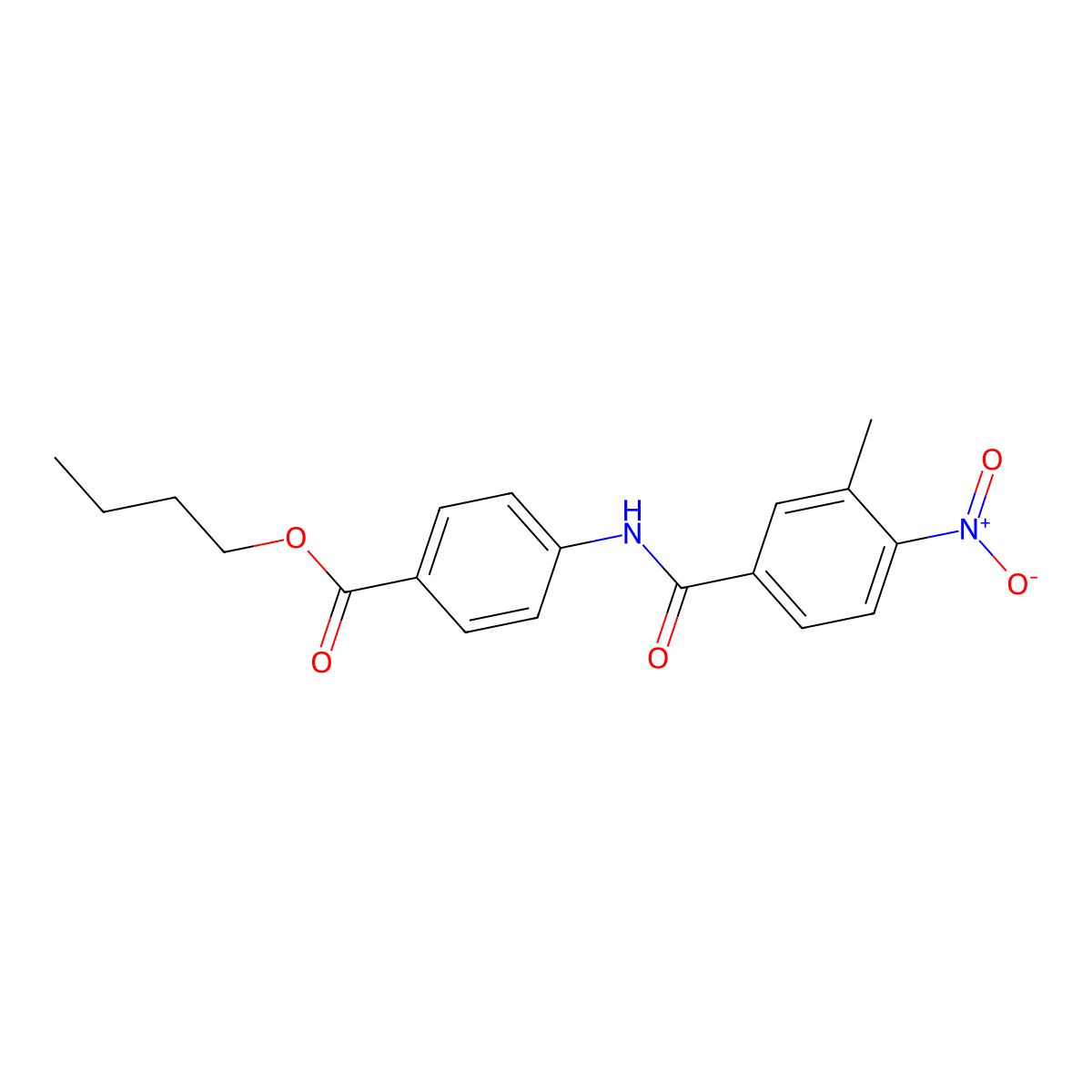 Butyl 4-{[(3-methyl-4-nitrophenyl)carbonyl]amino}benzoate molecular structure, CAS 347336-33-8