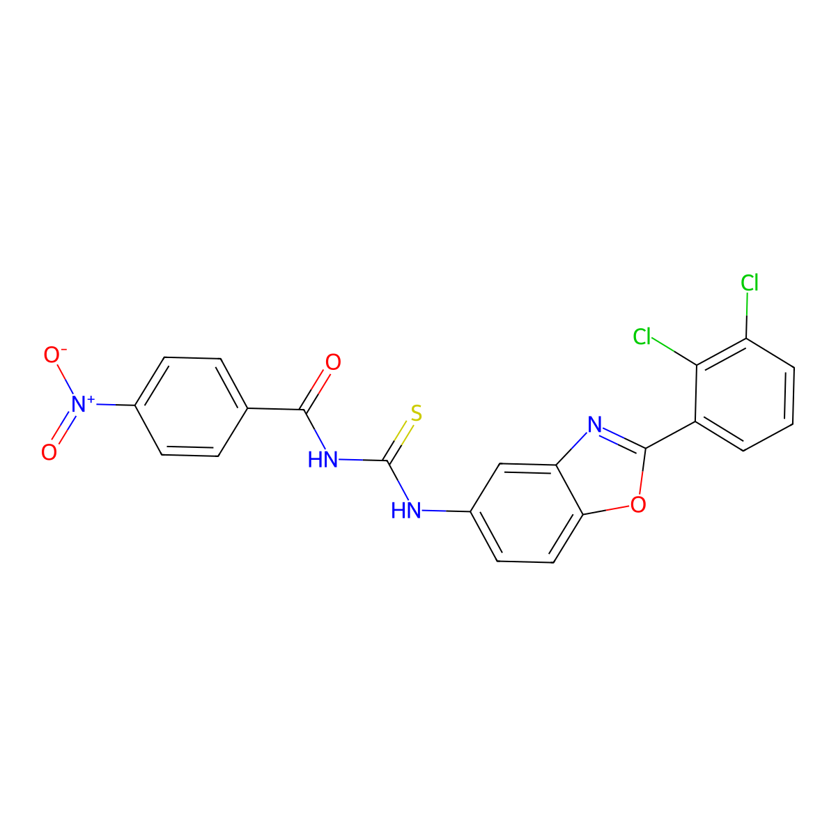 N-[[2-(2,3-dichlorophenyl)-1,3-benzoxazol-5-yl]carbamothioyl]-4-nitrobenzamide molecular structure, CAS 347336-63-4