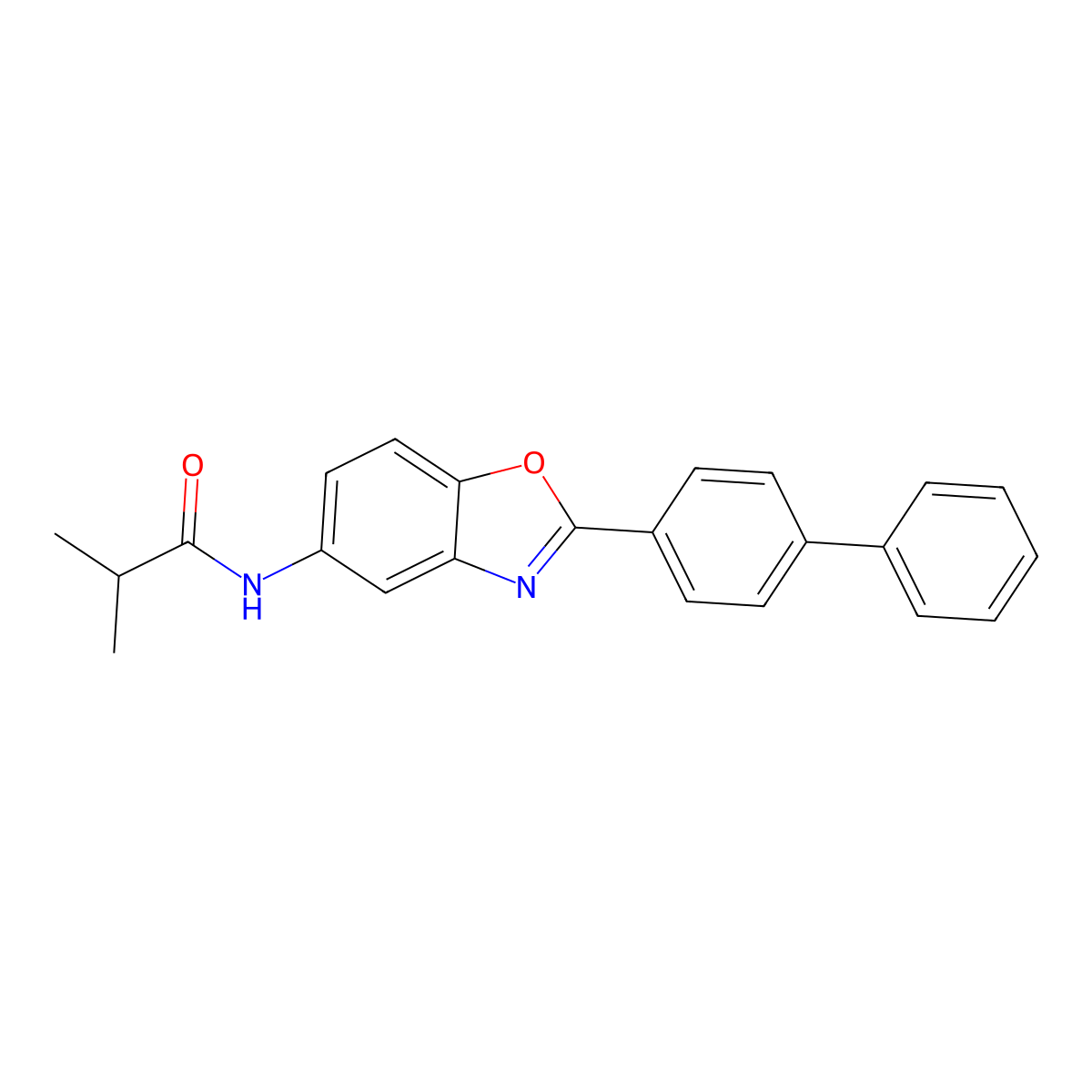 2-methyl-N-[2-(4-phenylphenyl)-1,3-benzoxazol-5-yl]propanamide molecular structure, CAS 347336-74-7