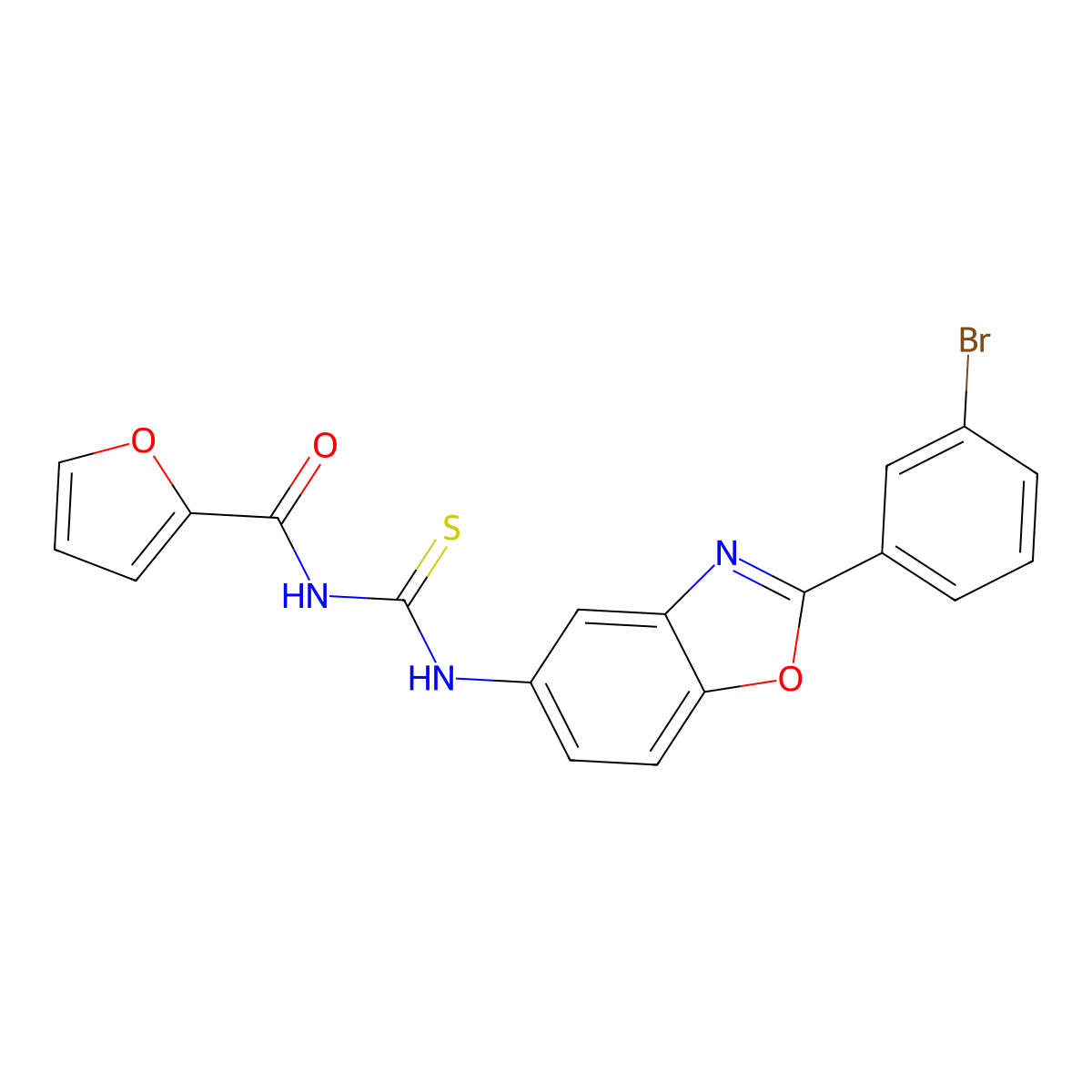 N-[[2-(3-bromophenyl)-1,3-benzoxazol-5-yl]carbamothioyl]furan-2-carboxamide molecular structure, CAS 347336-78-1