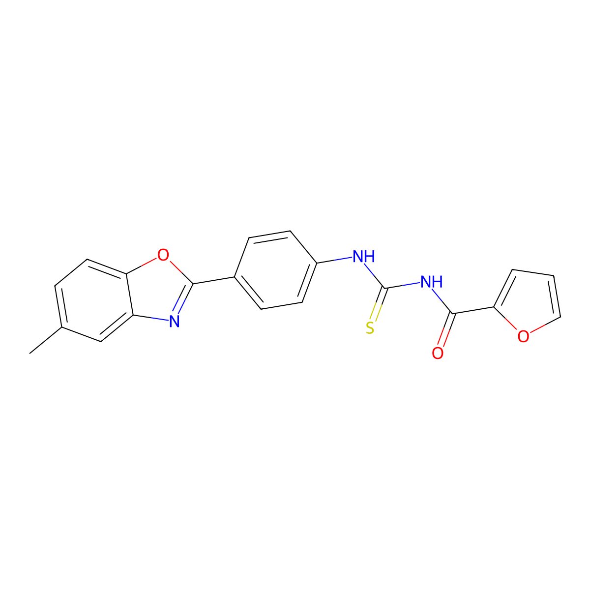 N-[[4-(5-methyl-1,3-benzoxazol-2-yl)phenyl]carbamothioyl]furan-2-carboxamide molecular structure, CAS 347336-79-2
