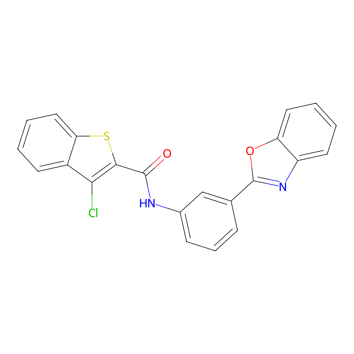 N-[3-(1,3-benzoxazol-2-yl)phenyl]-3-chloro-1-benzothiophene-2-carboxamide molecular structure, CAS 347336-83-8