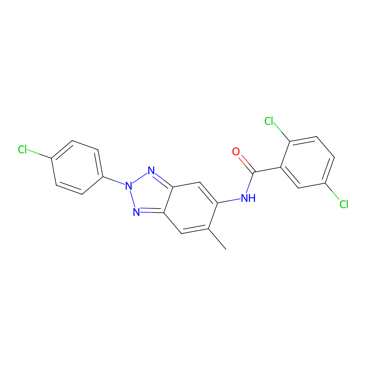 2,5-dichloro-N-[2-(4-chlorophenyl)-6-methylbenzotriazol-5-yl]benzamide molecular structure, CAS 347336-89-4
