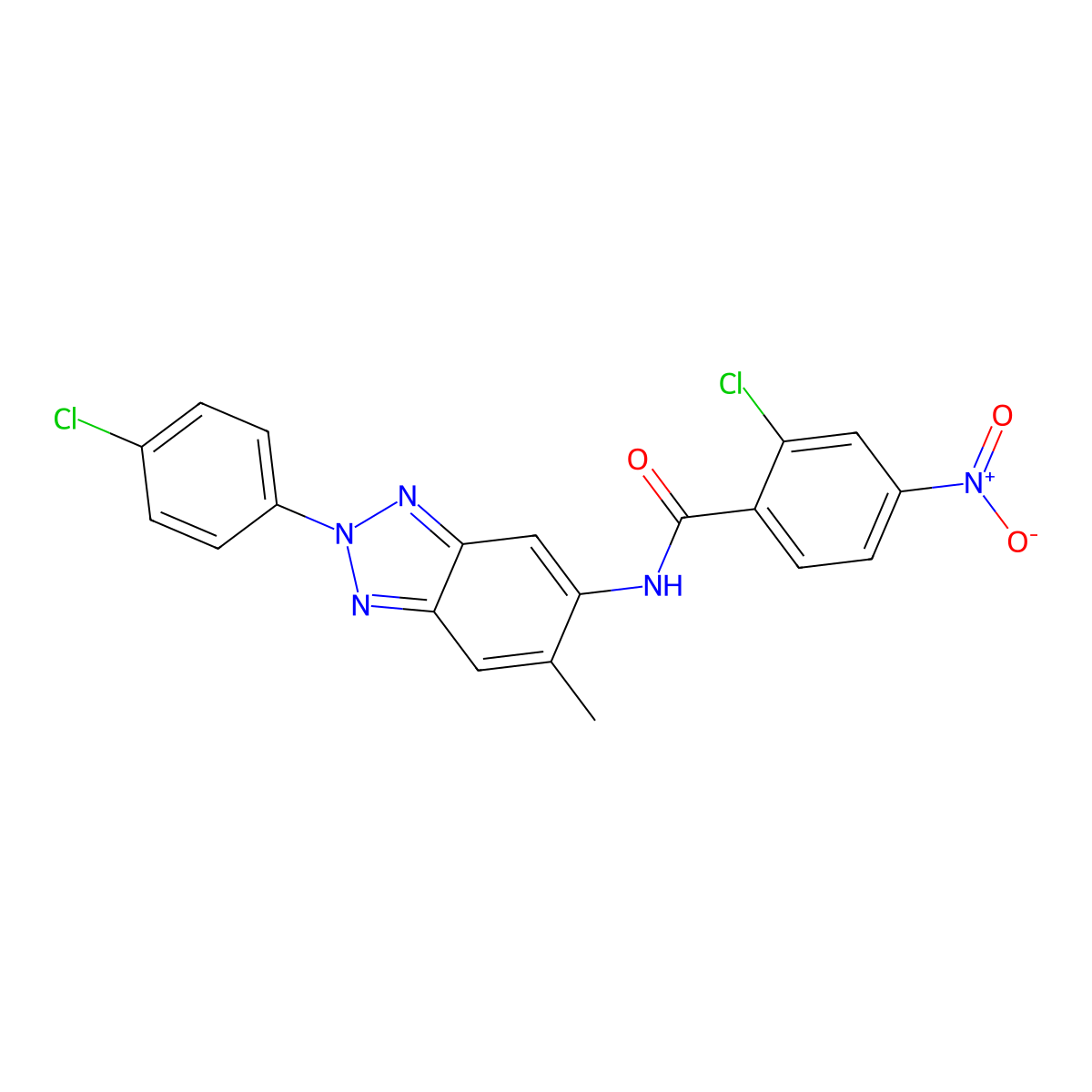 2-chloro-N-[2-(4-chlorophenyl)-6-methylbenzotriazol-5-yl]-4-nitrobenzamide molecular structure, CAS 347336-93-0
