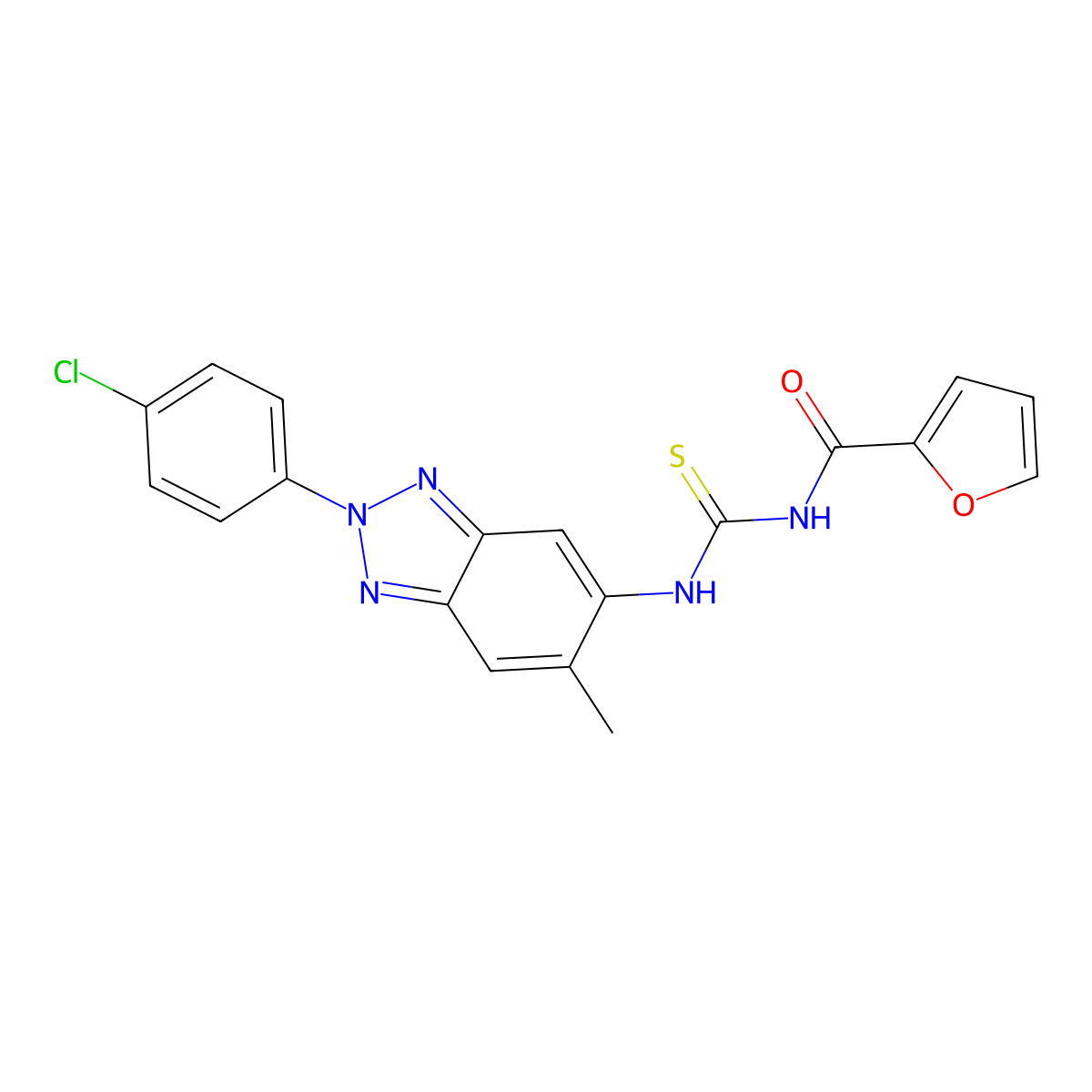 N-[[2-(4-chlorophenyl)-6-methylbenzotriazol-5-yl]carbamothioyl]furan-2-carboxamide molecular structure, CAS 347337-09-1