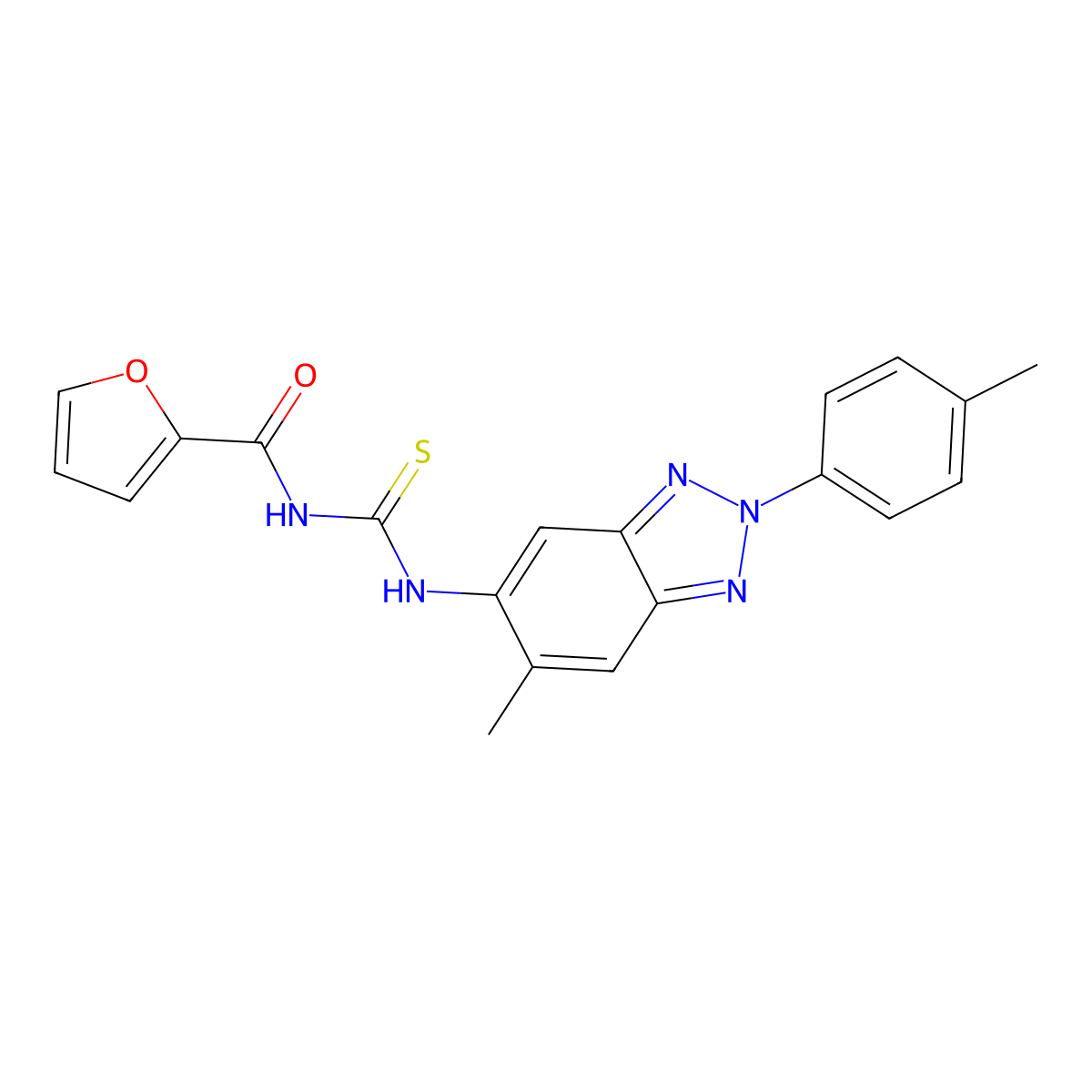 N-[[6-methyl-2-(4-methylphenyl)benzotriazol-5-yl]carbamothioyl]furan-2-carboxamide molecular structure, CAS 347337-12-6