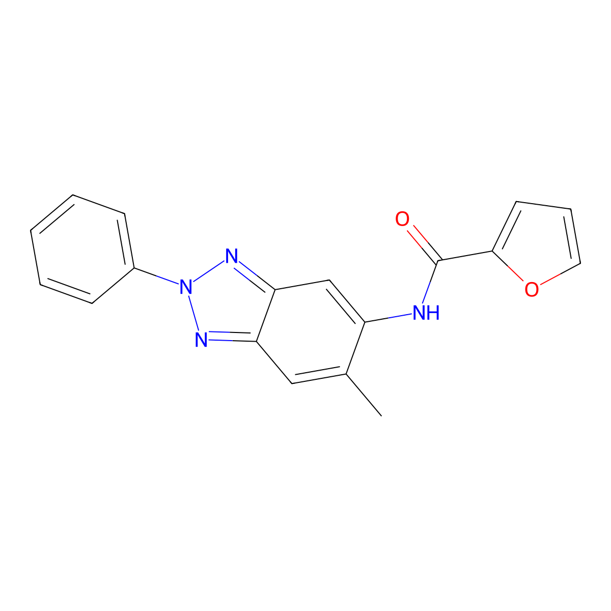 N-(6-methyl-2-phenyl-2H-1,2,3-benzotriazol-5-yl)-2-furamide molecular structure, CAS 347337-17-1