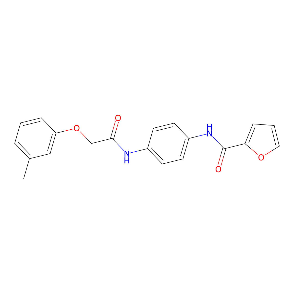 N-[4-[[2-(3-methylphenoxy)acetyl]amino]phenyl]furan-2-carboxamide molecular structure, CAS 347337-35-3