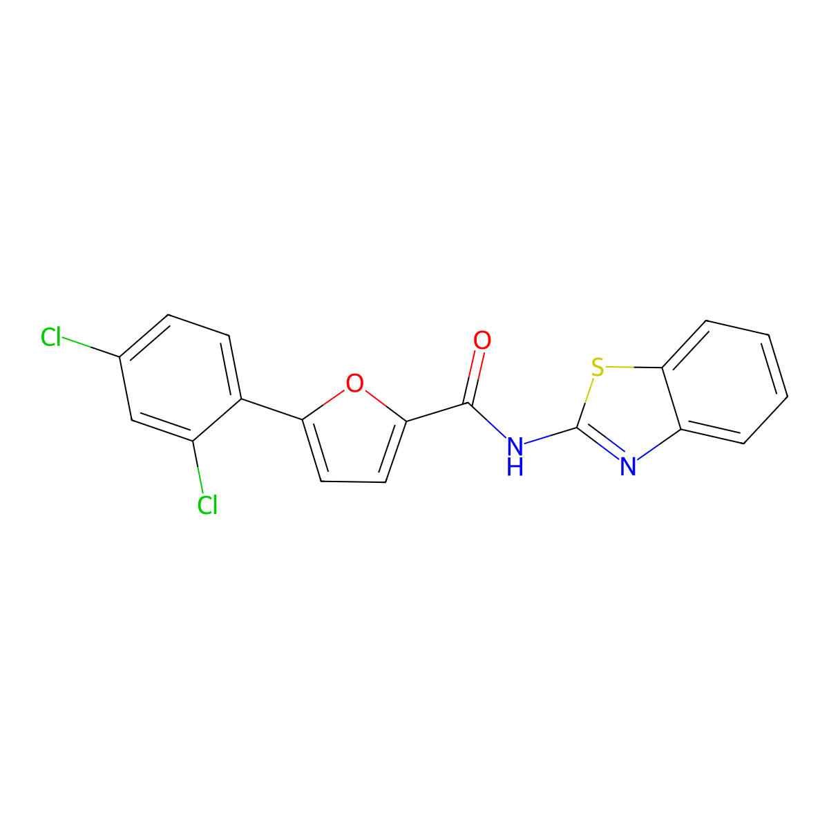 N-(1,3-benzothiazol-2-yl)-5-(2,4-dichlorophenyl)furan-2-carboxamide molecular structure, CAS 347337-47-7