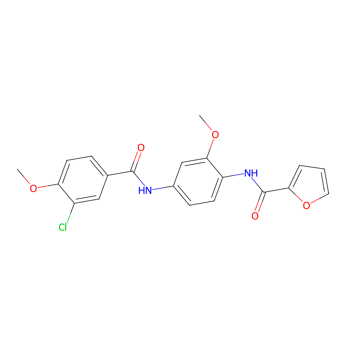 N-[4-[(3-chloro-4-methoxybenzoyl)amino]-2-methoxyphenyl]furan-2-carboxamide molecular structure, CAS 347337-72-8