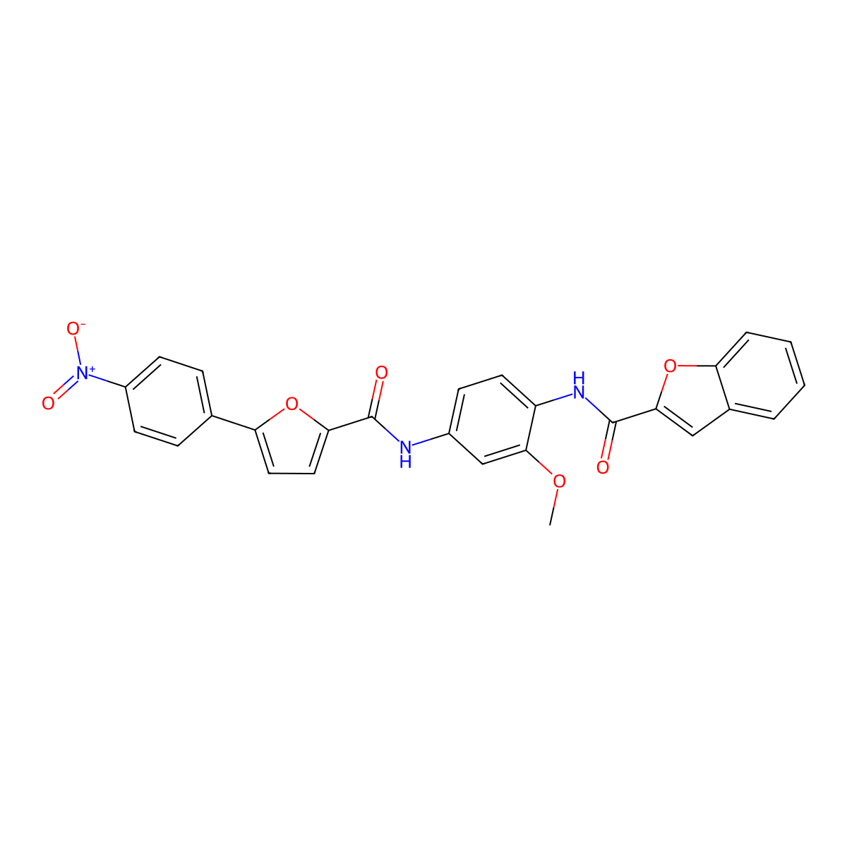 N-[2-methoxy-4-[[5-(4-nitrophenyl)furan-2-carbonyl]amino]phenyl]-1-benzofuran-2-carboxamide molecular structure, CAS 347337-73-9