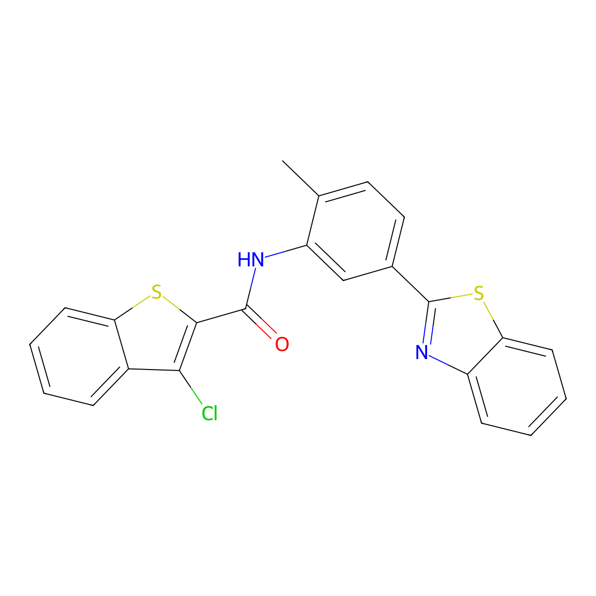 N-[5-(1,3-benzothiazol-2-yl)-2-methylphenyl]-3-chloro-1-benzothiophene-2-carboxamide molecular structure, CAS 347337-77-3