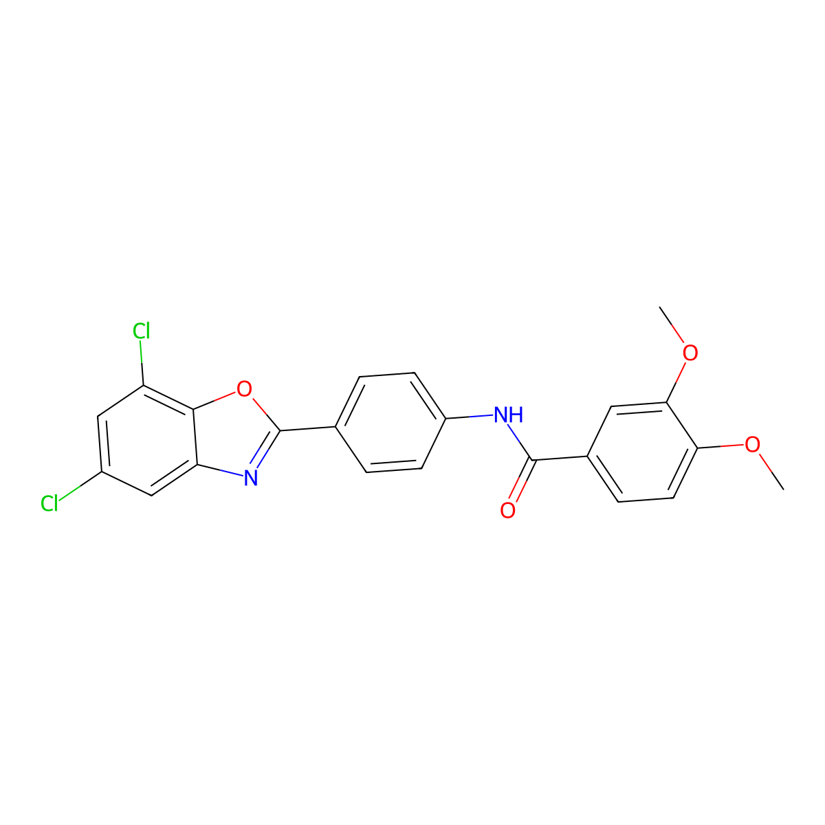 N-[4-(5,7-dichloro-1,3-benzoxazol-2-yl)phenyl]-3,4-dimethoxybenzamide molecular structure, CAS 347337-88-6