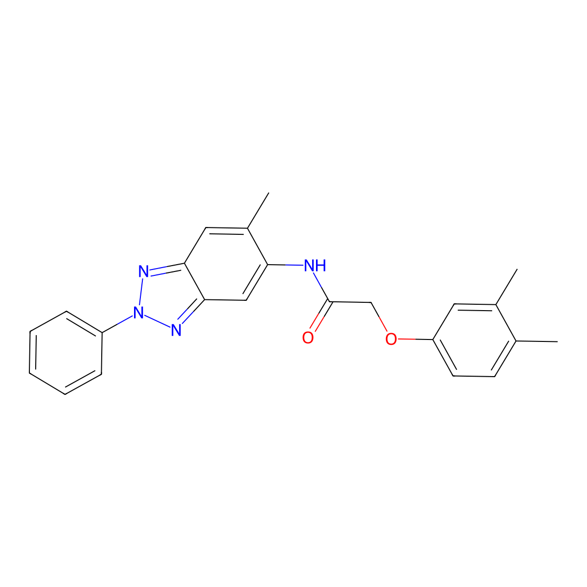 2-(3,4-dimethylphenoxy)-N-(6-methyl-2-phenylbenzotriazol-5-yl)acetamide molecular structure, CAS 347337-92-2