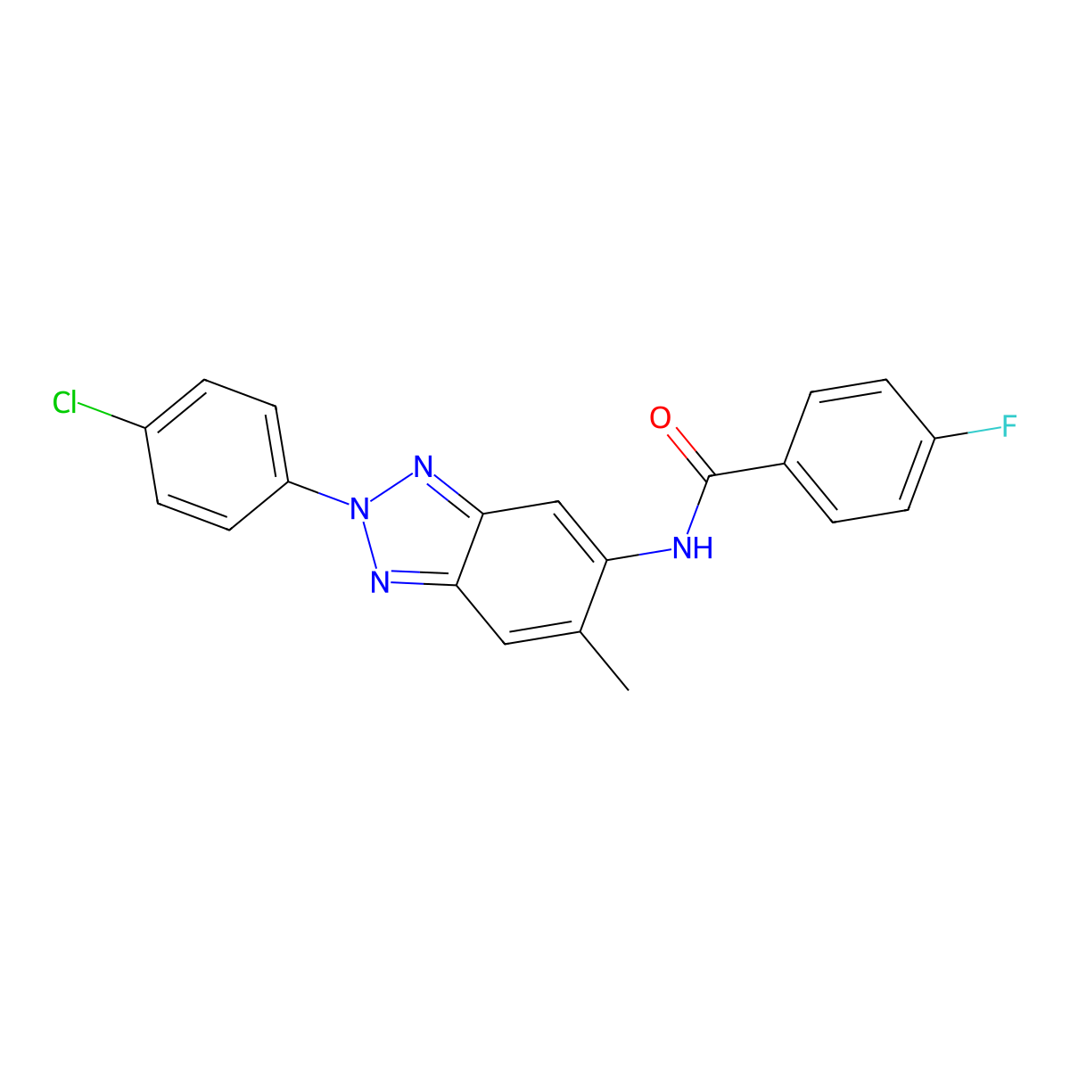 N-[2-(4-chlorophenyl)-6-methylbenzotriazol-5-yl]-4-fluorobenzamide molecular structure, CAS 347338-00-5