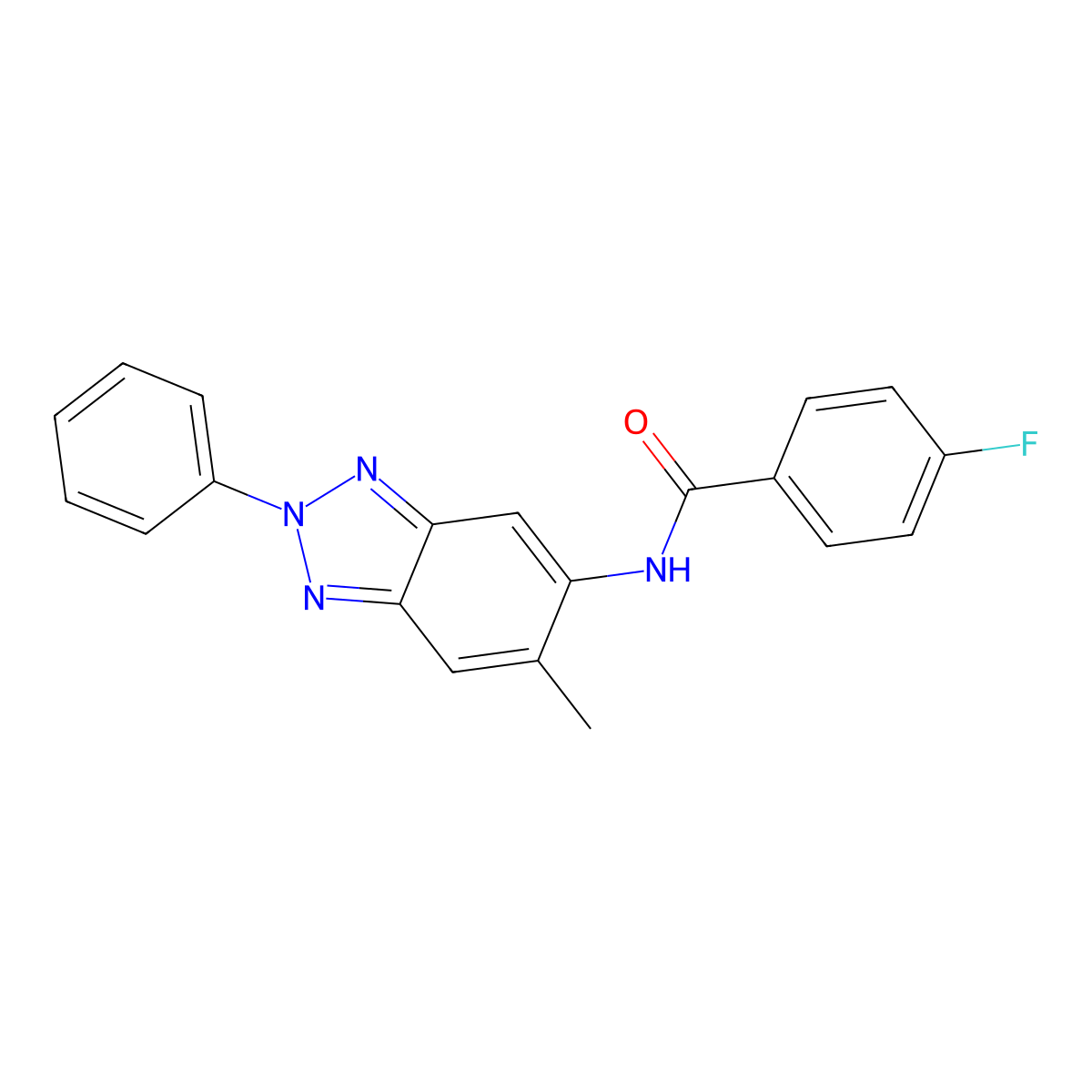4-fluoro-N-(6-methyl-2-phenyl-2H-benzotriazol-5-yl)benzamide molecular structure, CAS 347338-01-6