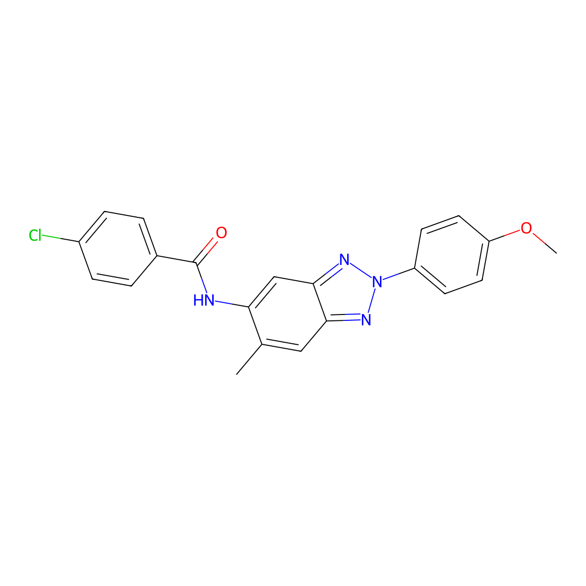 4-chloro-N-[2-(4-methoxyphenyl)-6-methylbenzotriazol-5-yl]benzamide molecular structure, CAS 347338-03-8
