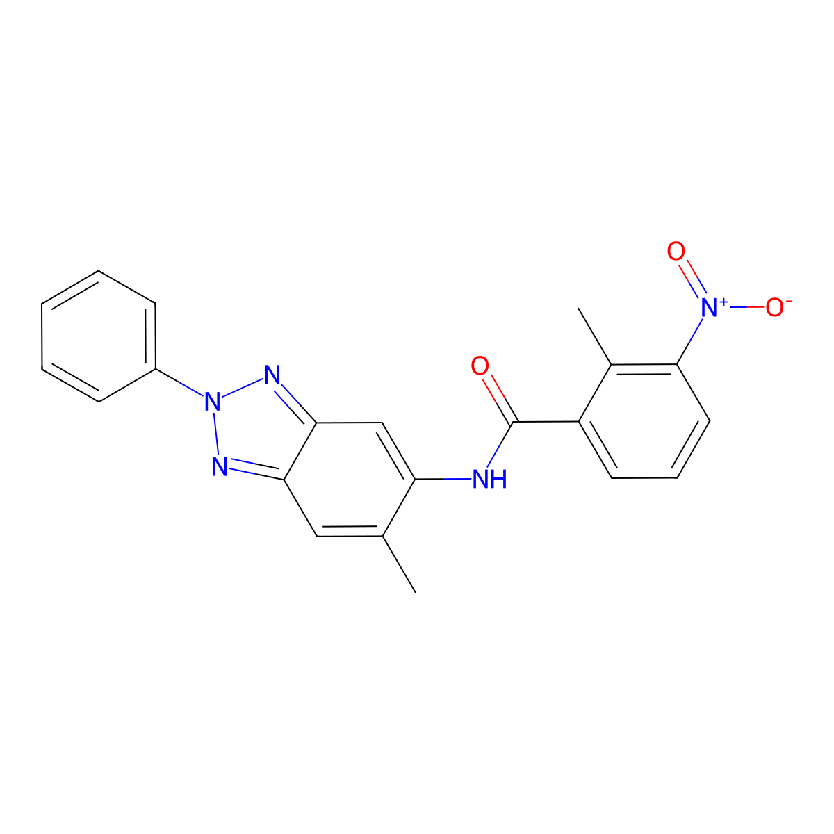 2-methyl-N-(6-methyl-2-phenylbenzotriazol-5-yl)-3-nitrobenzamide molecular structure, CAS 347338-05-0
