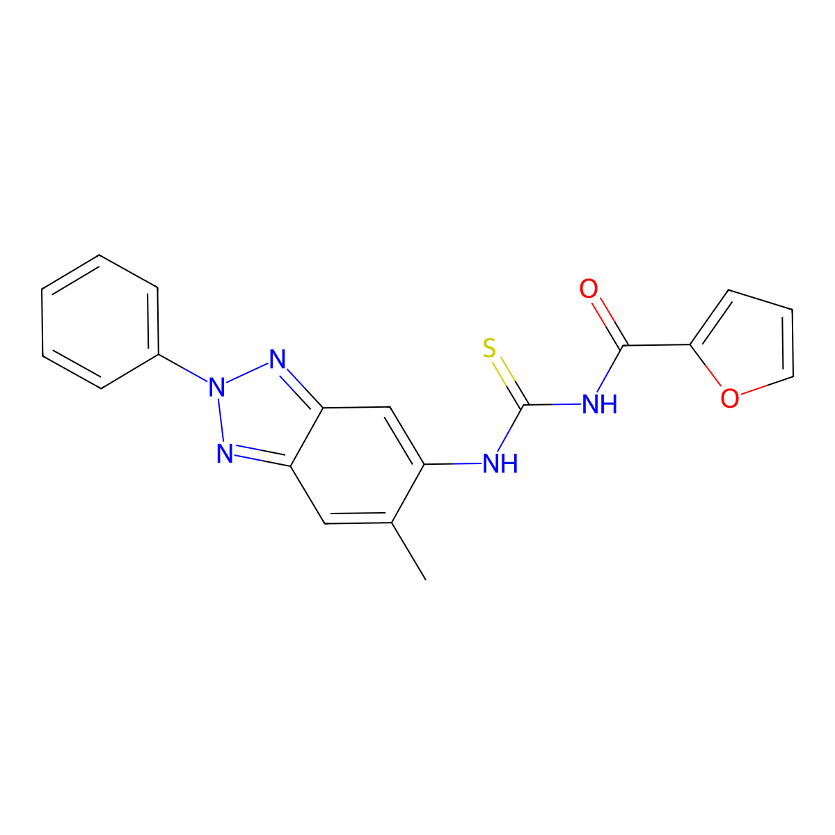 N-[(6-methyl-2-phenylbenzotriazol-5-yl)carbamothioyl]furan-2-carboxamide molecular structure, CAS 347338-08-3