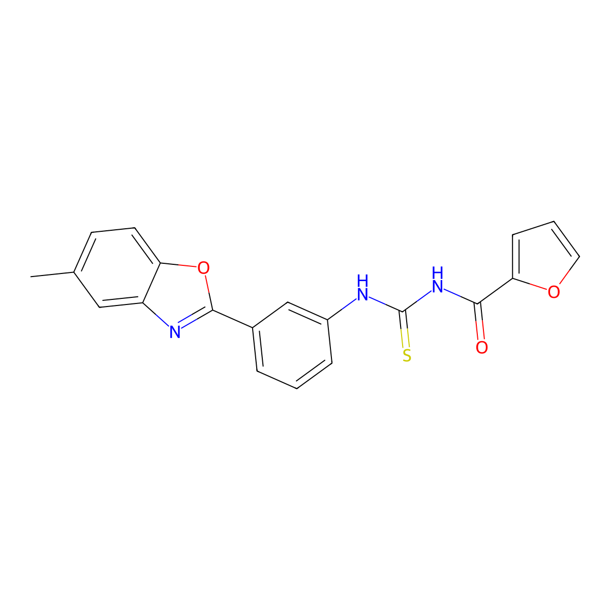 N-[[3-(5-methyl-1,3-benzoxazol-2-yl)phenyl]carbamothioyl]furan-2-carboxamide molecular structure, CAS 347338-14-1