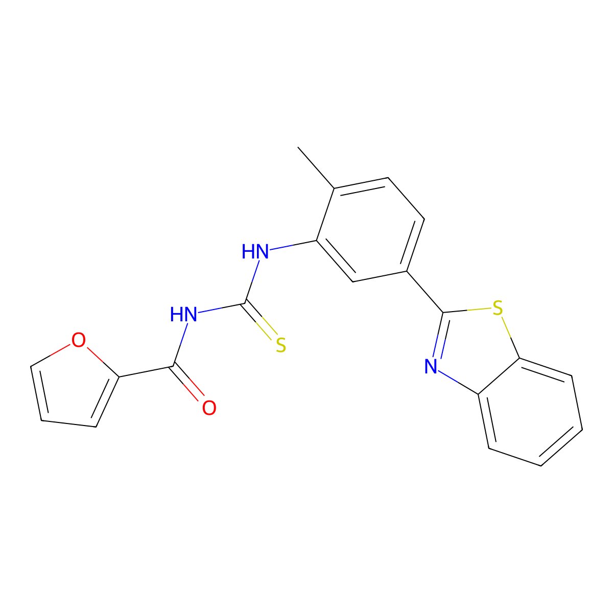 N-[[5-(1,3-benzothiazol-2-yl)-2-methylphenyl]carbamothioyl]furan-2-carboxamide molecular structure, CAS 347338-17-4