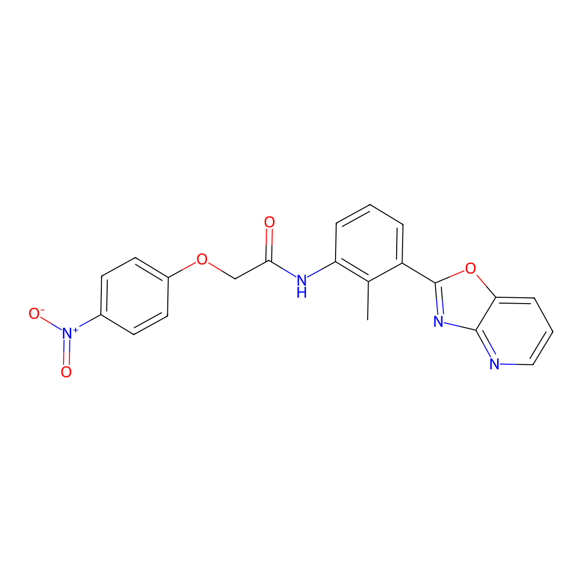 N-[2-methyl-3-([1,3]oxazolo[4,5-b]pyridin-2-yl)phenyl]-2-(4-nitrophenoxy)acetamide molecular structure, CAS 347338-20-9