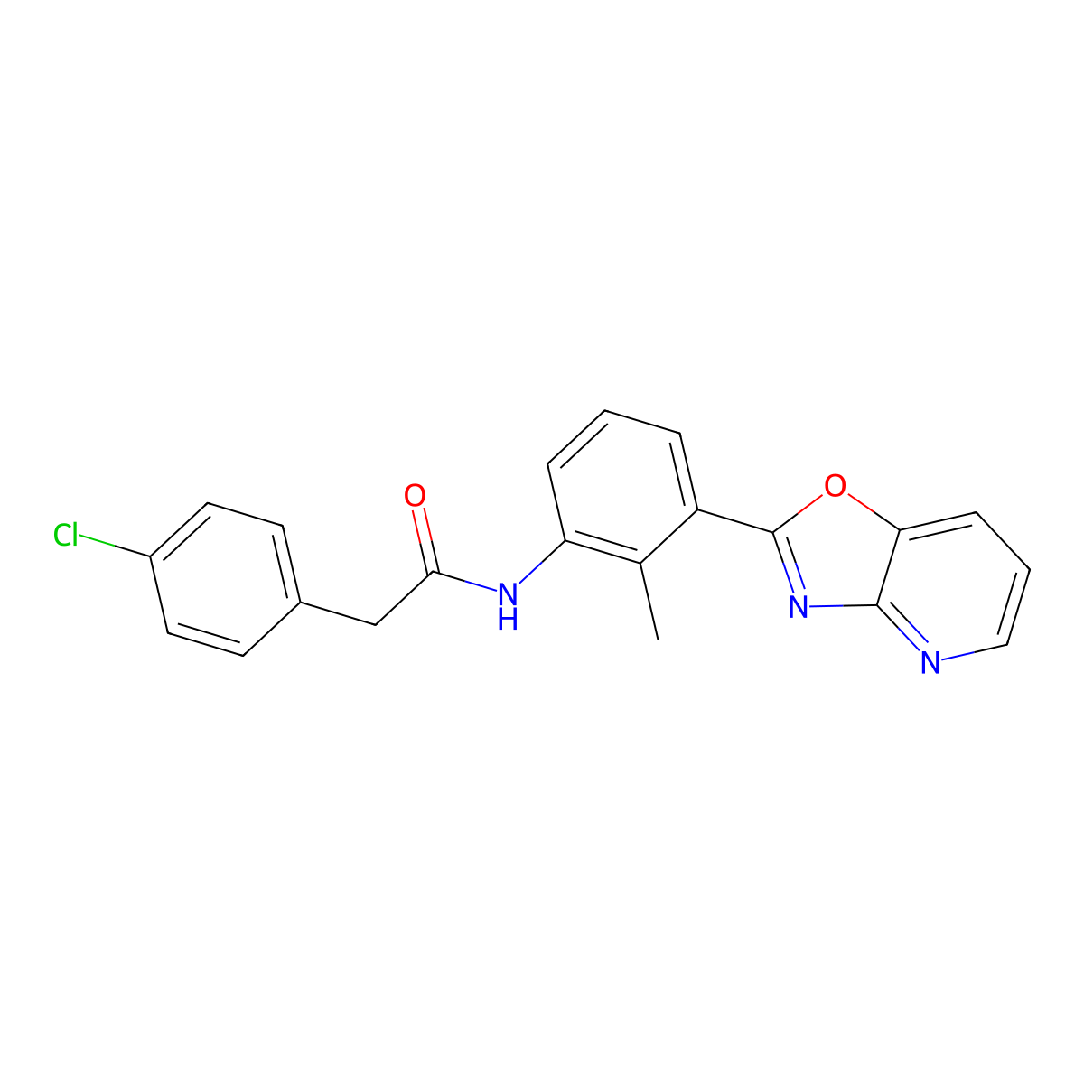 2-(4-chlorophenyl)-N-[2-methyl-3-([1,3]oxazolo[4,5-b]pyridin-2-yl)phenyl]acetamide molecular structure, CAS 347338-24-3