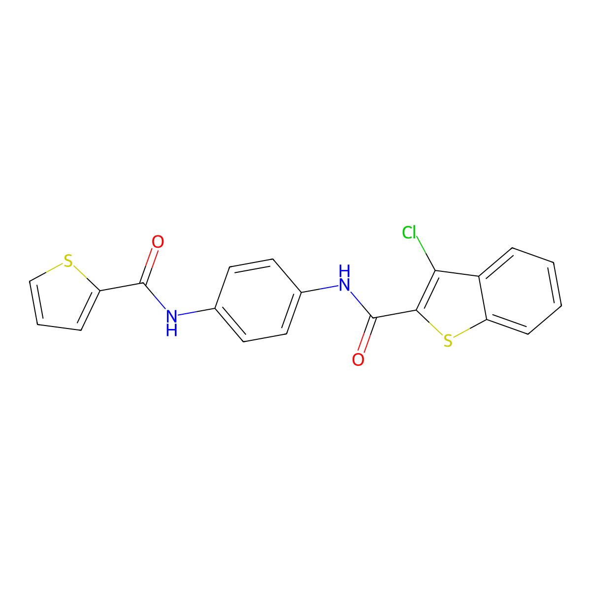 3-chloro-N-[4-(thiophene-2-carbonylamino)phenyl]-1-benzothiophene-2-carboxamide molecular structure, CAS 347338-34-5