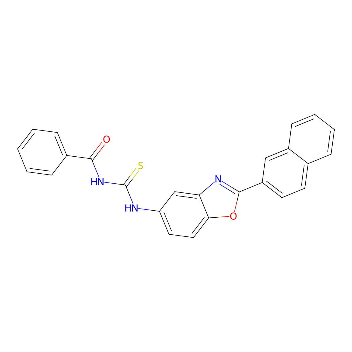 N-[(2-naphthalen-2-yl-1,3-benzoxazol-5-yl)carbamothioyl]benzamide molecular structure, CAS 347338-45-8