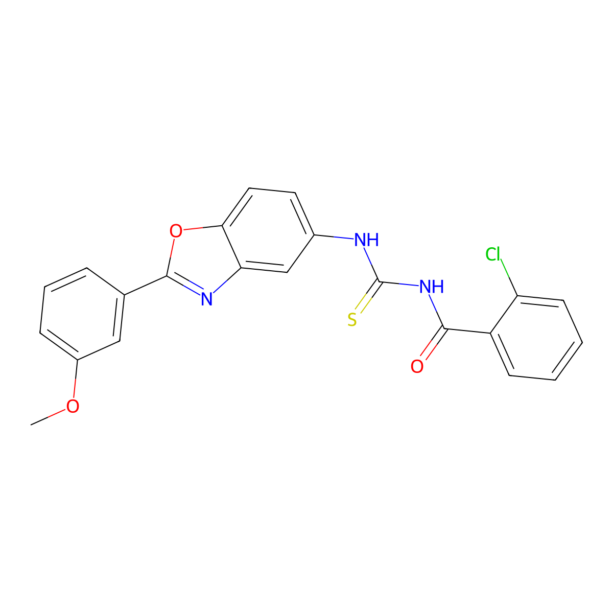 2-chloro-N-[[2-(3-methoxyphenyl)-1,3-benzoxazol-5-yl]carbamothioyl]benzamide molecular structure, CAS 347338-46-9