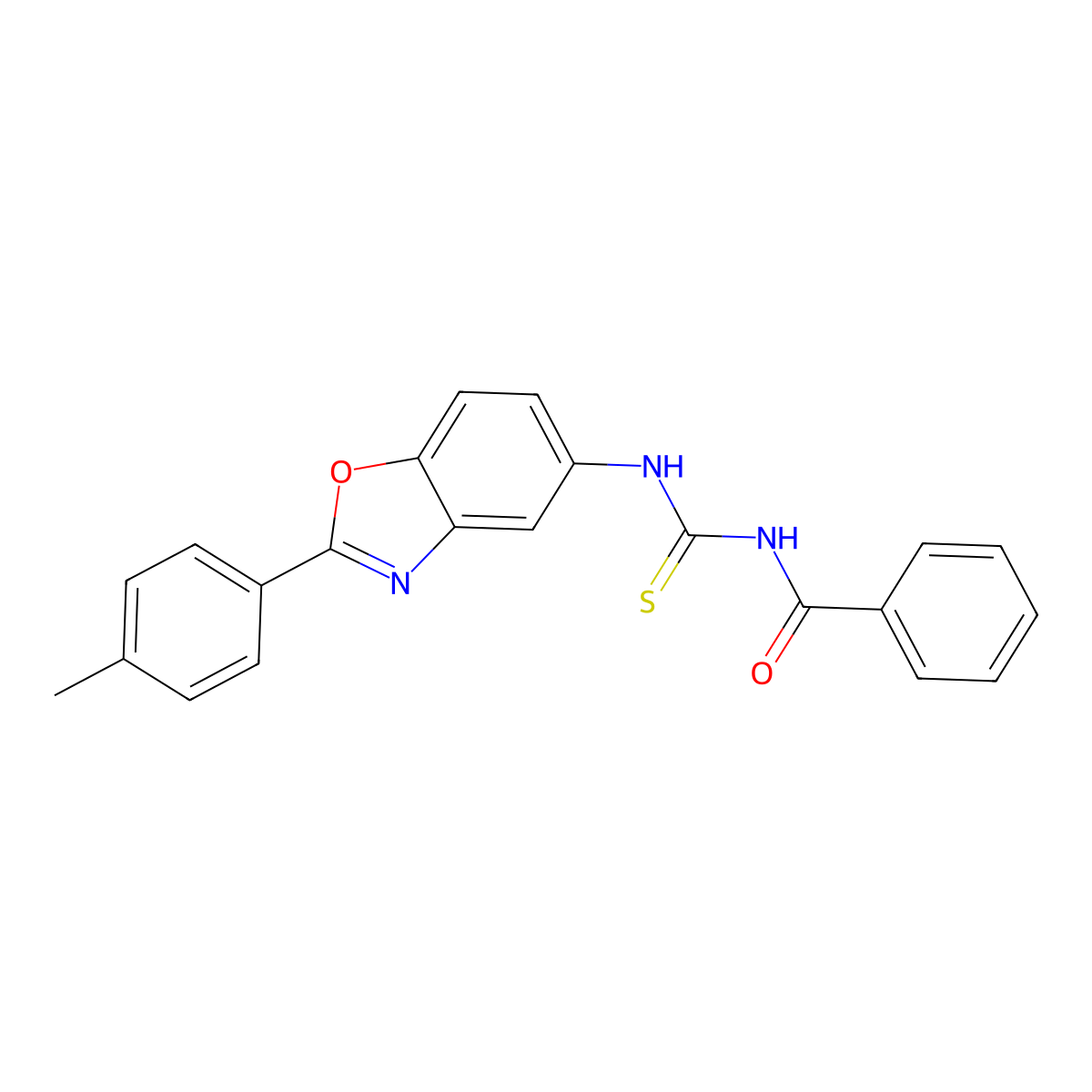 N-[[2-(4-methylphenyl)-1,3-benzoxazol-5-yl]carbamothioyl]benzamide molecular structure, CAS 347338-49-2