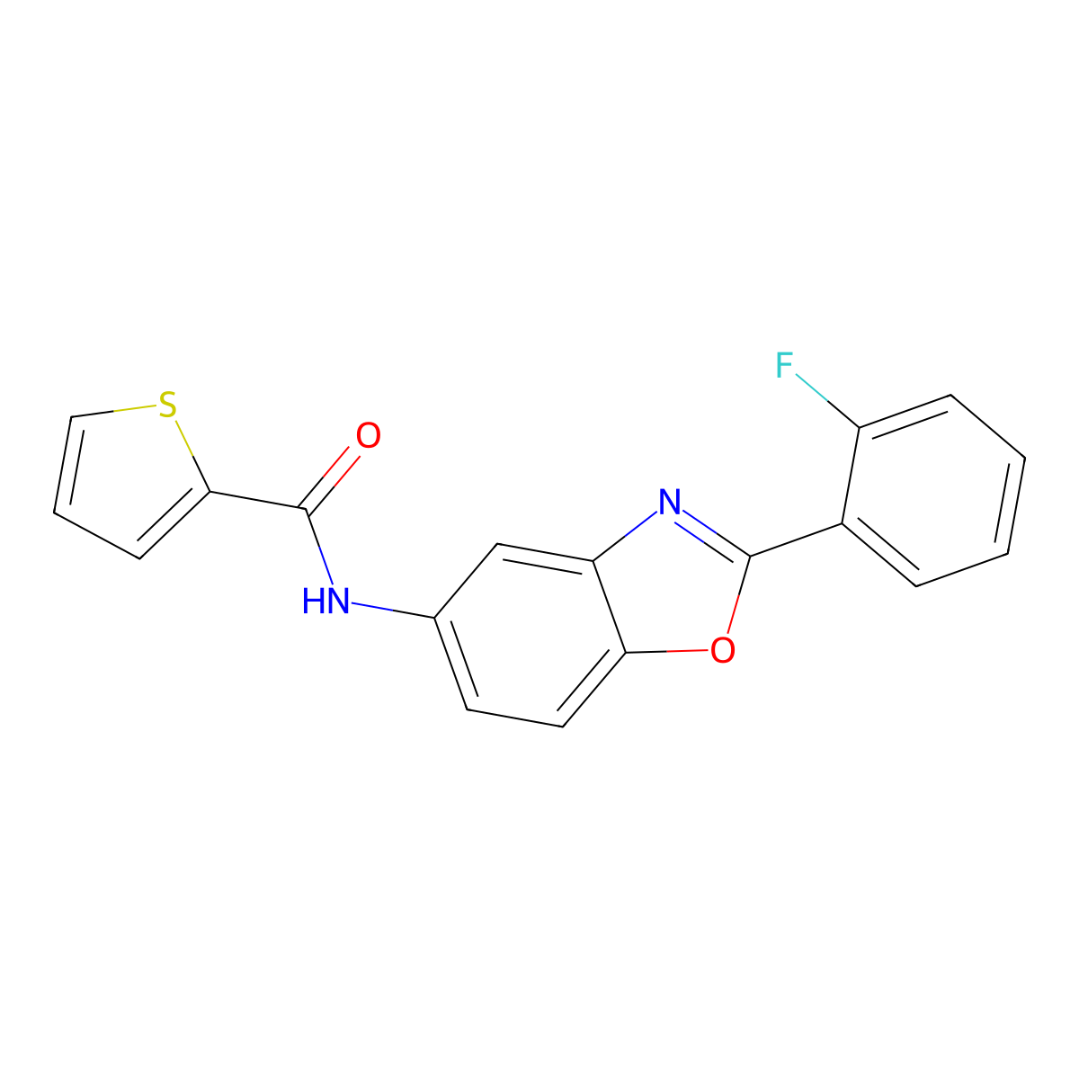 N-[2-(2-fluorophenyl)-1,3-benzoxazol-5-yl]thiophene-2-carboxamide molecular structure, CAS 347338-52-7