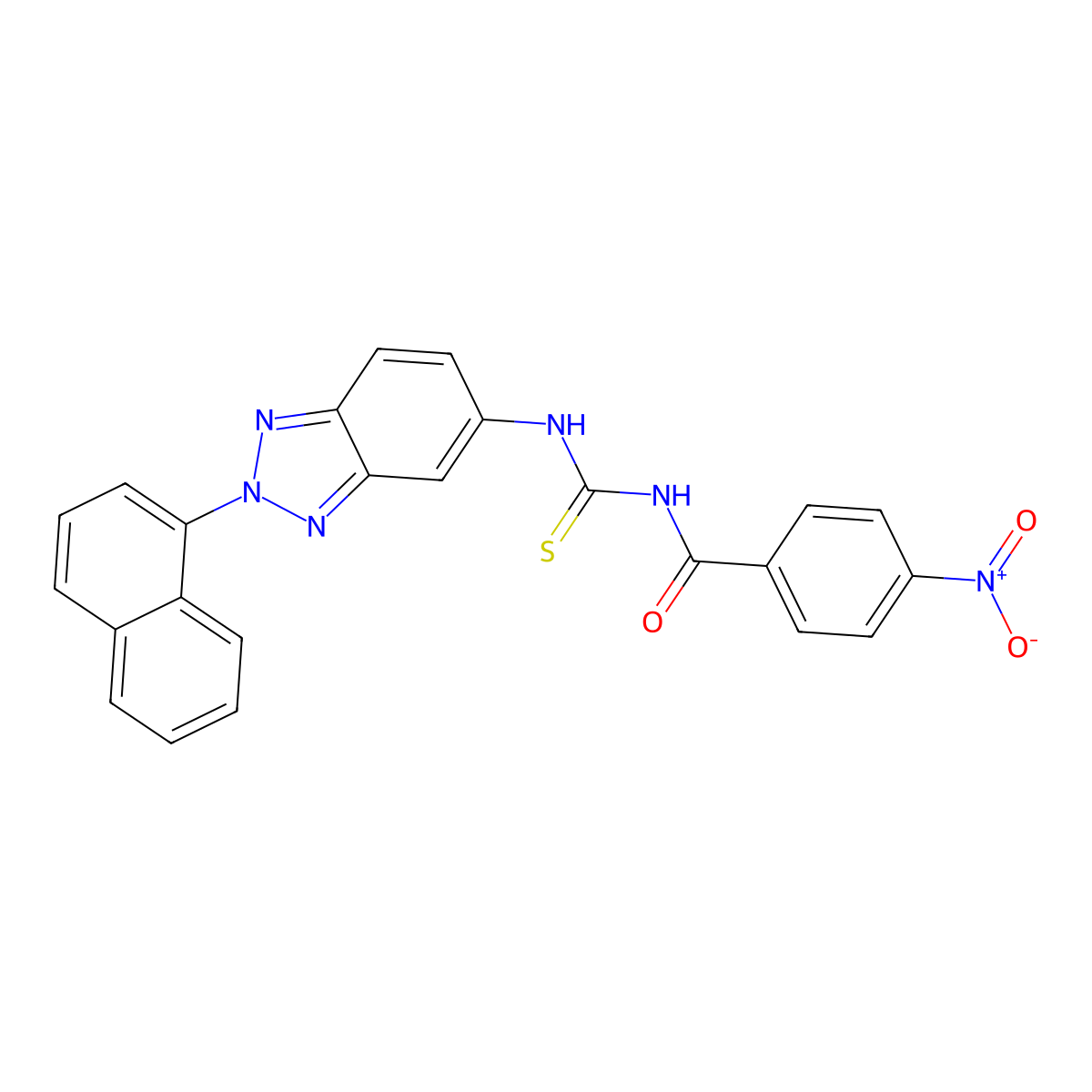 N-[(2-naphthalen-1-ylbenzotriazol-5-yl)carbamothioyl]-4-nitrobenzamide molecular structure, CAS 347338-57-2